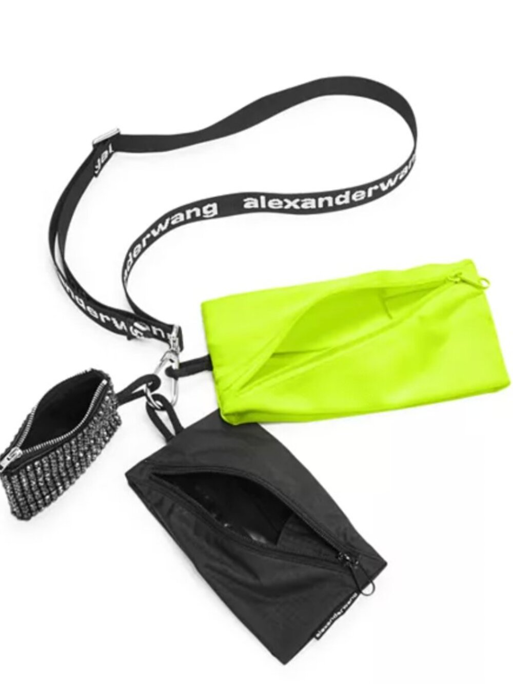 Alexander Wang Elite Lanyard Multi Pouch Neon/Black/Crystal Rhinestone